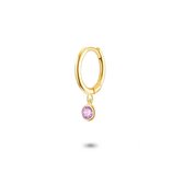 Twice As Nice Oorbel per stuk in 18kt verguld zilver, oorring, hangende paarse zikonia, rond