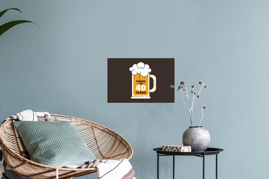 Stickers muraux - Film autocollant - Cadeau d'anniversaire - 40 ans - Bières - 30x20 cm - Film adhésif - Stickers muraux Chambre d'enfant - Papier peint autocollant