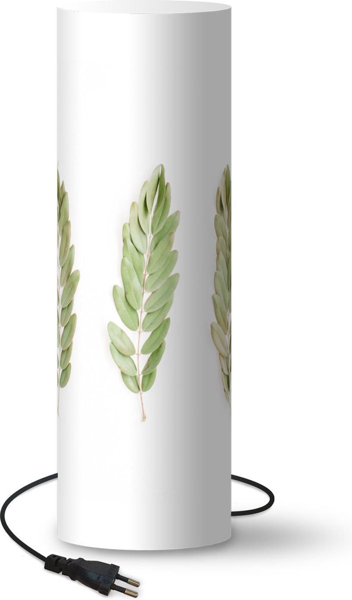 Lamp - Nachtlampje - Tafellamp slaapkamer - Tropisch - Bladeren - Wit - 60 cm hoog - Ø19.1 cm - Inclusief LED lamp