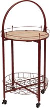 Bijzettafel Ø 49*98 cm Rood Ijzer, Hout Rond Side table Tafeltje