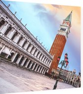 Campanile en een verlaten Piazza San Marco in Venetië - Foto op Dibond - 60 x 60 cm