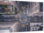 Luchtfoto van gele taxi's op 5th Avenue in New York City  - Foto op Dibond - 60 x 40 cm