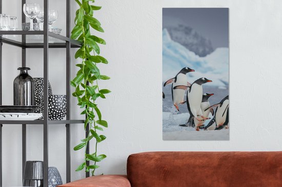 Tableau sur toile Pingouins sautant hors de l'eau - 40x80 cm - Décoration murale