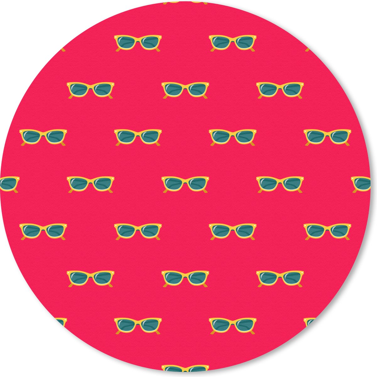 Muismat rond 20x20 cm - Mousepad Zomer - Zonnebril - Rood - Ronde muismatten