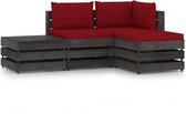 Decoways - 4-delige Loungeset met kussens grijs geïmpregneerd hout