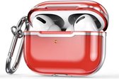 AirPods hoesjes van By Qubix AirPods Pro - AirPods Pro 2 hoesje - TPU - Split series - Rood + Zilver (transparant) Airpods Pro Case Hoesje voor