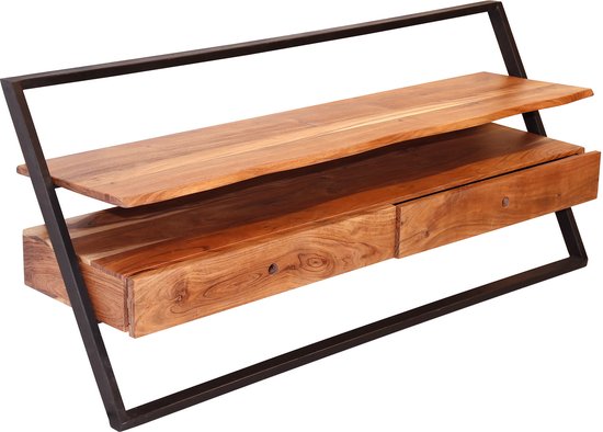 Camila Meuble TV industriel Bois d'acacia 2 tiroirs
