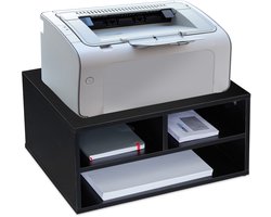printerkastje bureau - 22,5 x 49 x 40 cm - 3 vakken - printerstandaard - zwart