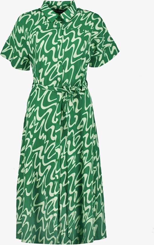 TwoDay lange dames blousejurk groen met print - Maat M