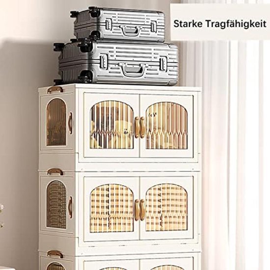 RMAN Set van 2 Opbergdozen met Deksel Closet Organizer met Wielen Kledingstang Draagbaar Reksysteem voor Slaapkamer voor Kleedkamer, Kinderkamer