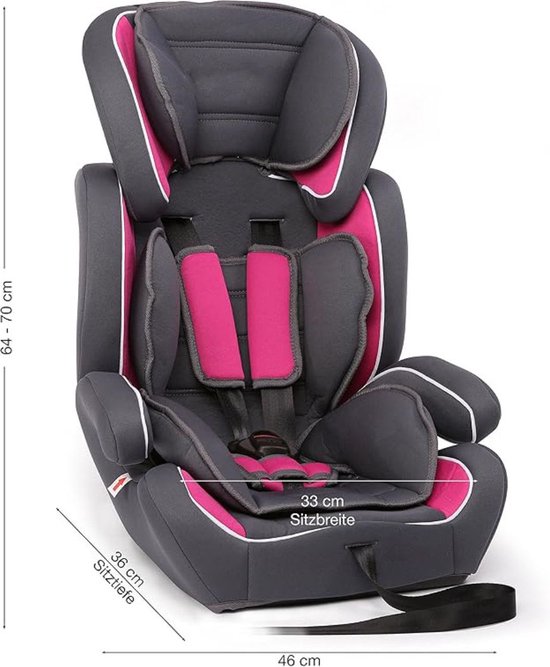 Kinderstoel Auto - Autostoel - Kinderzitje - Zitverhoger - Autozitje - Grijs met Roze van Kinder — afbeelding 3