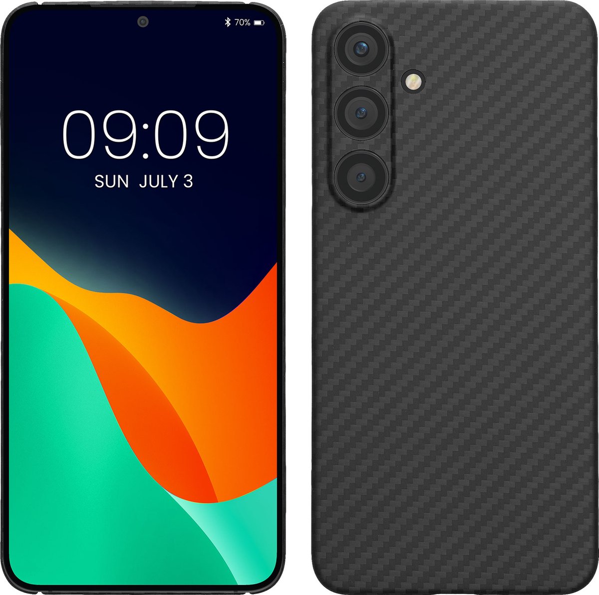 kalibri hoesje geschikt voor Samsung Galaxy S24 Plus - aramidehoes voor smartphone - mat zwart