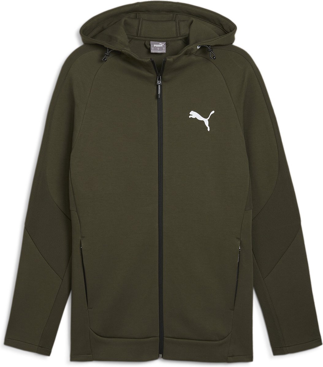 PUMA EVOSTRIPE Full-Zip Hoodie DK Heren Trui - Dark Olive - Maat S