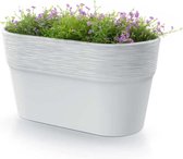 Prosperplast Plantenpot/bloempot Windsor - buiten/binnen - design kunststof - ivoor wit - L28 x B15 x H15 cm - Ovaal
