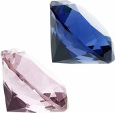 Nep edelstenen/diamanten van glas 4 cm doorsnede roze en blauw - decoratie of speelgoed