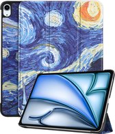 Hoes Geschikt voor iPad Air 2024 (11 inch) Hoes Book Case Hoesje Trifold Cover - Hoesje Geschikt voor iPad Air 6 (11 inch) Hoesje Bookcase - Sterrenhemel