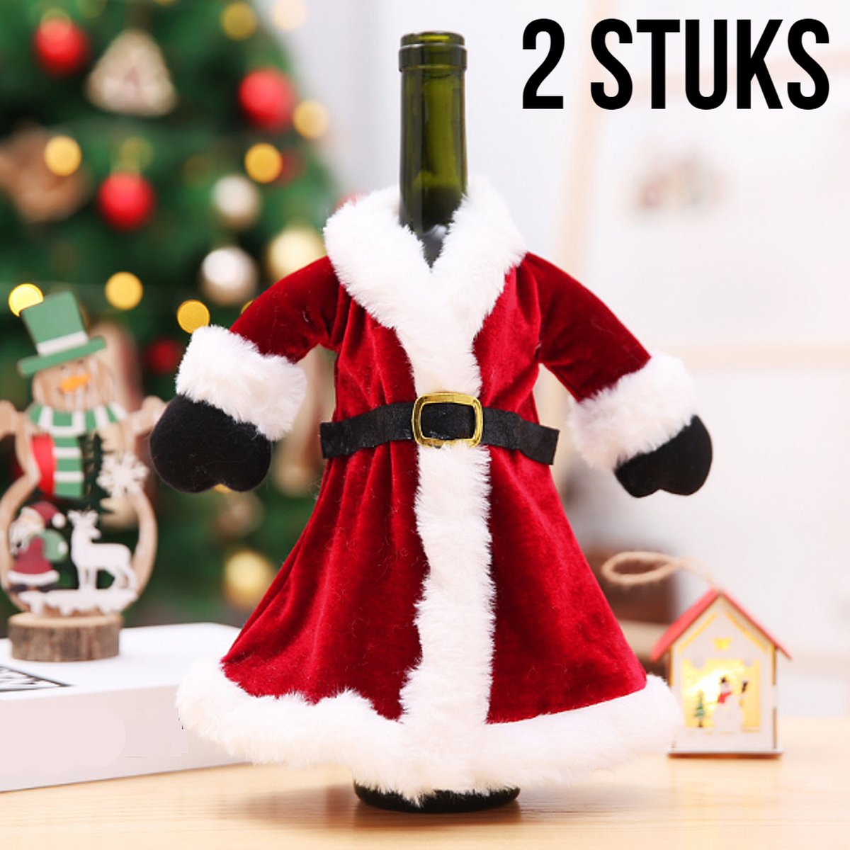 Lot De 3 Couvre-bouteilles De Vin De Noël - Thème Gnome, Tricot Et Peluche, Décoration Festive 41 Cm