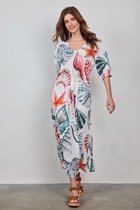 DIDI Dames Maxi dress Groove in Offwhite with Ocean treasures XL print. maat 46