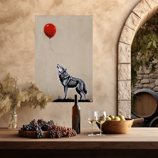Affiche de jardin Ballon - Affiche de jardin Banksy - Affiche de jardin Loup - Posters d'extérieur - Tableaux de jardin - Décoration murale affiche de jardin 100x150 cm