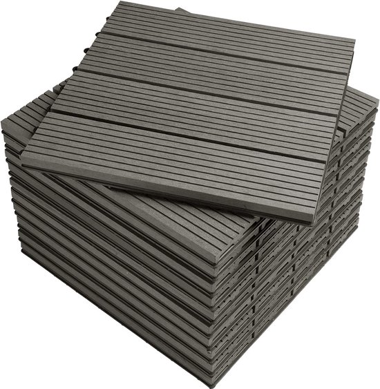 WPC-tegels, 55 stuks, 30 x 30 cm, WPC terrastegels