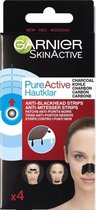 Garnier Pure Active Charcoal Anti Mee-Eters strip - Exfoliërende Strips voor Neus, Voorhoofd en Kin - 4 Stuks