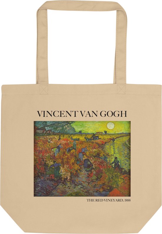 Vincent van Gogh 'De rode wijngaard' ("The Red Vineyard") Beroemde Schilderij Tote Bag | 100% Katoenen Tas | Kunst Tote Bag | Naturel