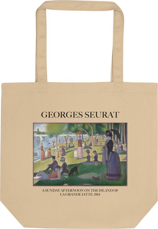 Georges Seurat 'Een zondagmiddag op het eiland La Grande Jatte' ("A Sunday Afternoon on the Island of La Grande Jatte") Beroemde Schilderij Tote Bag | 100% Katoenen Tas | Kunst Tote Bag | Naturel