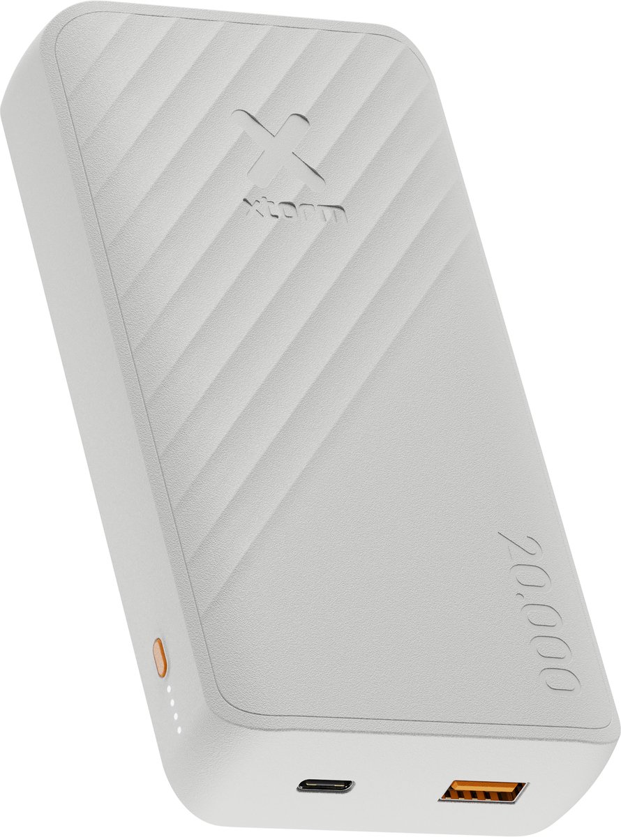 Xtorm Go2 Powerbank - 20.000mAh - 1x USB-A - 1x USB-C - Krachtige powerbank - Draagbare accu voor iPhone en Samsung - Duurzame technologie - Ash White
