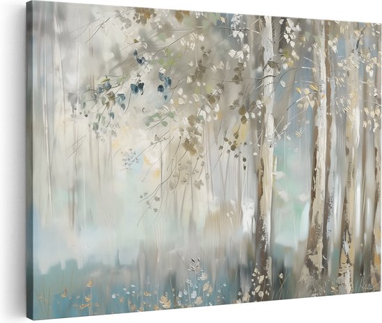 Artaza Canvas Schilderij Kunstwerk van Berkenbomen in een Bos - 60x40 - Wanddecoratie - Foto Op Canvas - Canvas Print