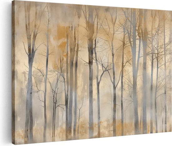 Artaza Canvas Schilderij Kunstwerk van Bomen in een Bos - 60x40 - Wanddecoratie - Foto Op Canvas - Canvas Print