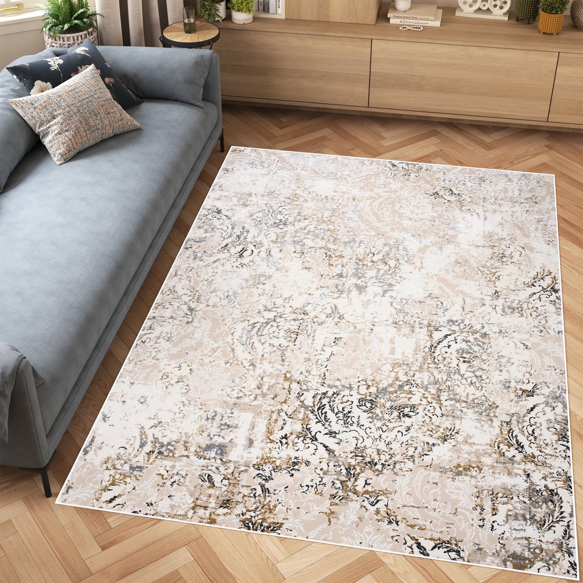 Tapiso Hera Vloerkleed Beige Woonkamer Bruin Gezaagd Tapijt Maat- 120x170 Beige Bruin 1
