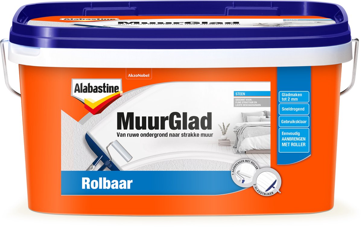 Alabastine - Muurglad Rolbaar - Wit - 5 liter - Alabastine