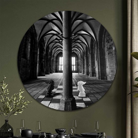 Muurdecoratie buiten De koning op het schaakbord - 160x120 cm