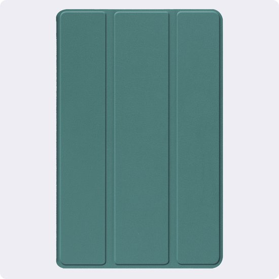 Étui pour tablette vert foncé avec design à trois plis.