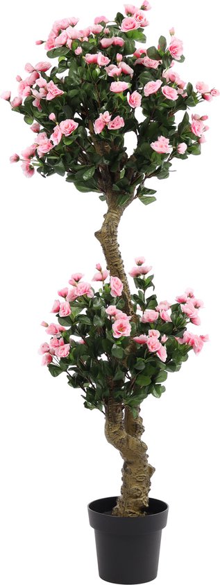 Kunst Roze Rozenboom | 145cm - Namaak Rozenboom Dubbele Kruin - Kunstplanten voor binnen - Kunstrozenboom