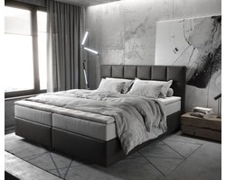 Boxspringbed Dream-Fine Microvezel Antraciet Vintage 180x200 cm TFK Matras en Topper