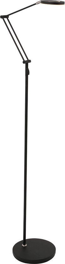 Zwarte leeslamp met ingebouwde dimmer Soleil | 1 lichts | zwart | glas / metaal | 132 cm hoog | vloerlamp / staande lamp | modern design