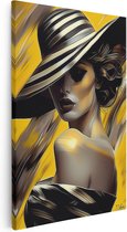 Artaza Canvas Schilderij Vrouw in een Hoed - 20x30 - Klein - Foto Op Canvas - Canvas Print