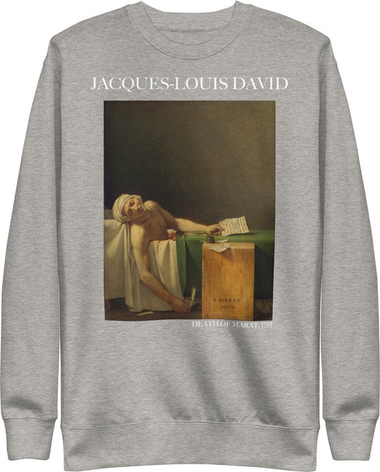 Jacques-Louis David 'De Dood van Marat' ("Death of Marat") Beroemd Schilderij Sweatshirt | Unisex Premium Sweatshirt | Carbon Grijs | L