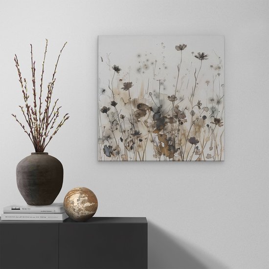 Artaza Peinture sur toile représentant des Fleurs dans un champ - 60 x 60 - Décoration murale - Photo sur toile - Impression sur toile