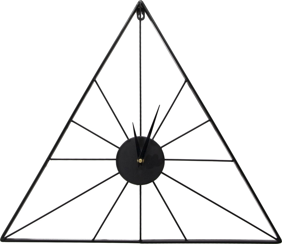 Art for the Home Klok Luxe zwarte Driehoek Hangende Klok 58cm x 50 cm