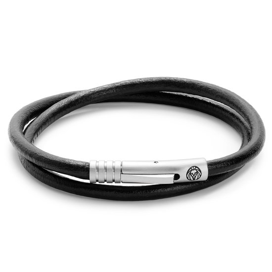 Bracelet Collins Liquorice en cuir noir
