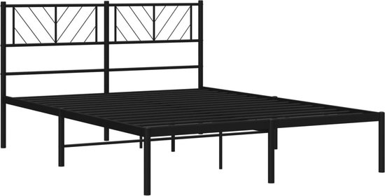 vidaXL - Bedframe - met - hoofdbord - metaal - zwart - 140x200 - cm