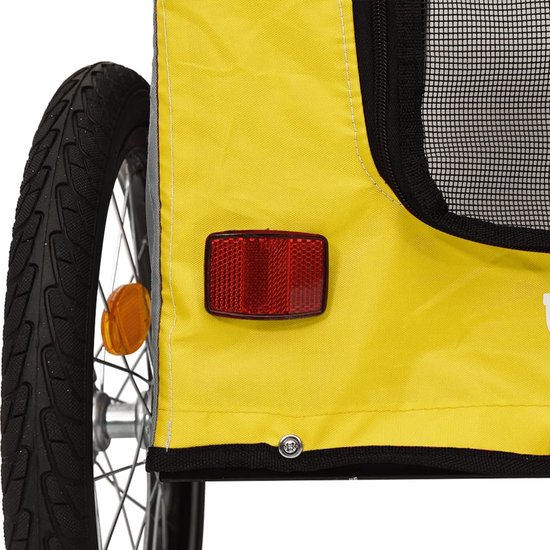 Hondenfietstrailer oxford stof en ijzer geel en zwart
