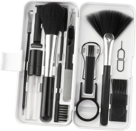 Kit de nettoyage multifonctionnel de 18 pièces pour appareils numériques (y compris liquide de nettoyage) - Pour Ordinateurs portables, Smartphones, ordinateurs et Caméras - blanc