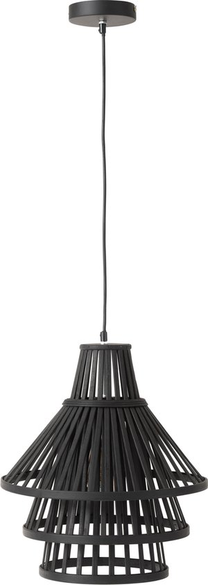 J-Line Hanglamp Lagen Bamboo Zwart Medium