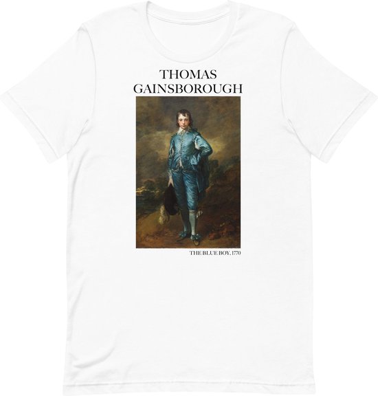 Thomas Gainsborough 'De Blauwe Jongen' ("The Blue Boy") Beroemd Schilderij T-Shirt | Unisex Klassiek Kunst T-shirt | Wit | XL