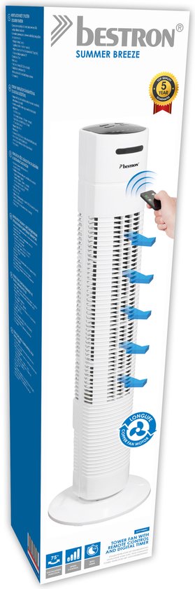 Bestron AFT770WRC -Torenventilator -  Wit