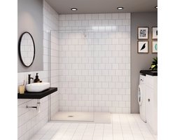 Inloopdouche 90x185cm+N:90cm Stabilisatiestang,6mm nano veiligheidsglas inloopdouche,185cm hoog