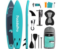 LifeGoods SUP Board Touring - 180 KG Draagkracht - 365 x 76 cm - Opblaasbaar - met Zitje - Compleet Sup pakket - Turquoise